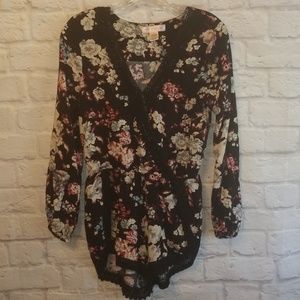 Band of Gypsies Long sleeve Black Floral Romper